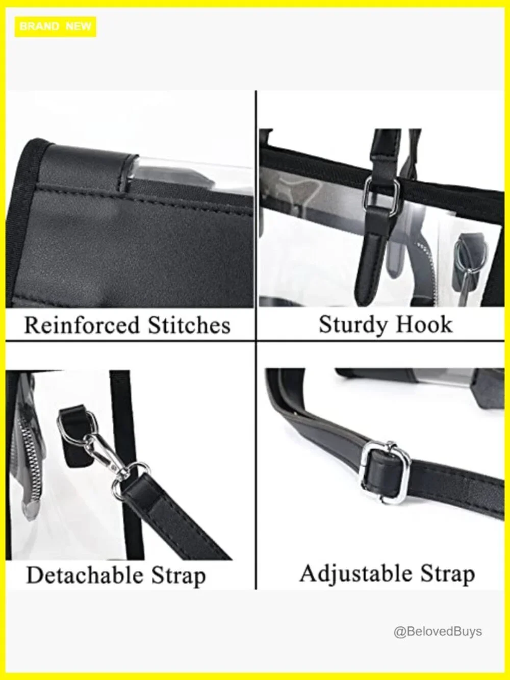 Stadium Approved Clear Tote Bag Crossbody Adjustable Strap